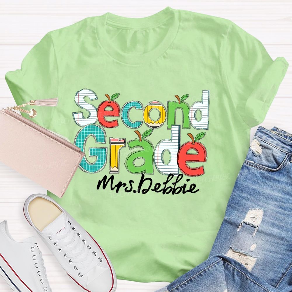 Personalized Name Apple Design Back to School Shirt