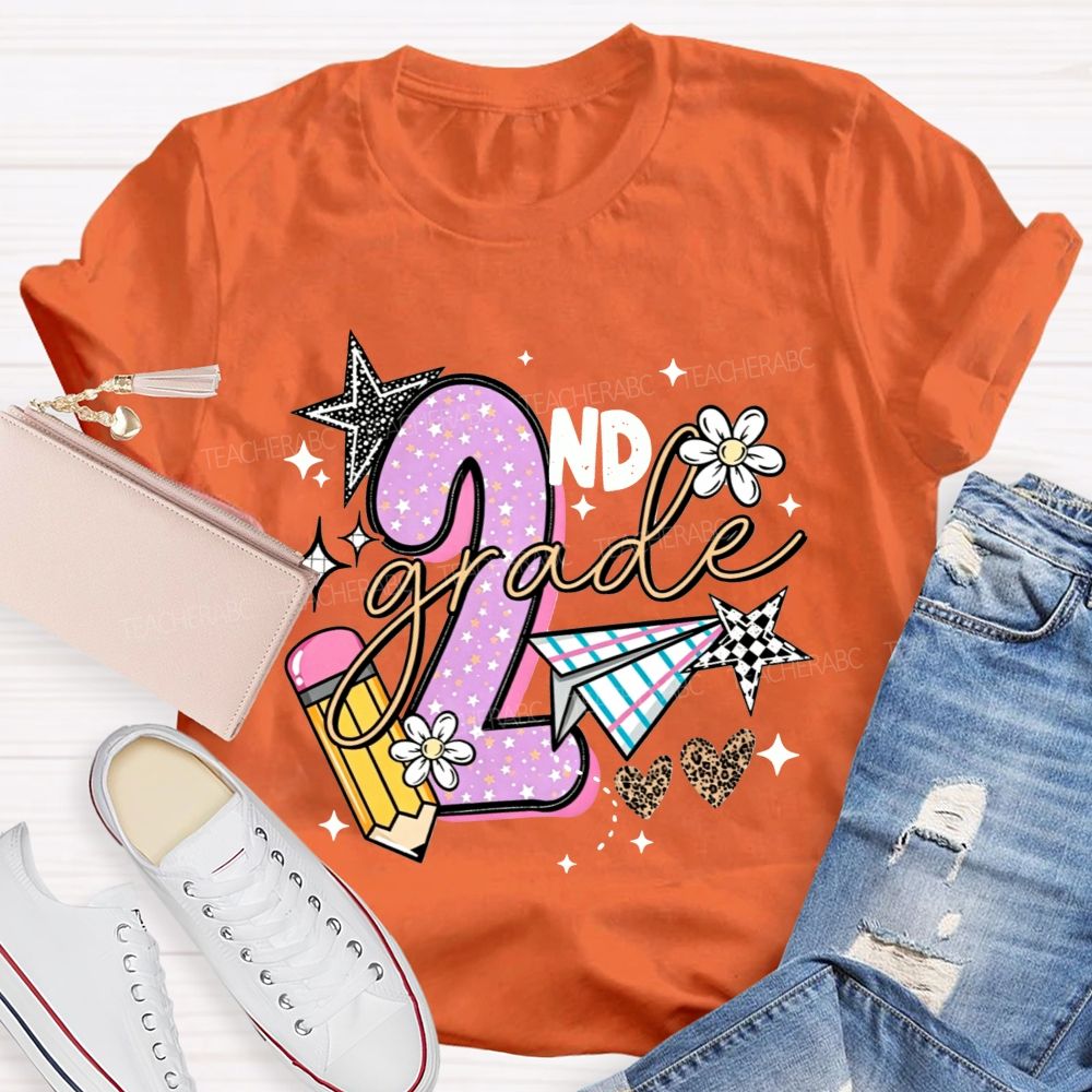 Personalized Grade Star Paper Plane Teacher T-shirt