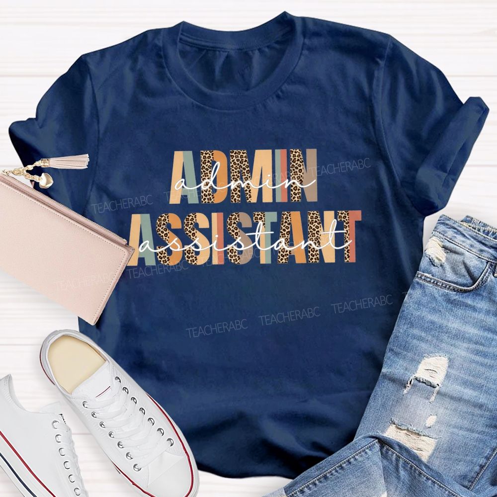 Leopard Neutral Boho Admin Assistant T-shirt