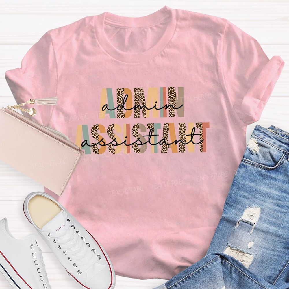 Leopard Neutral Boho Admin Assistant T-shirt