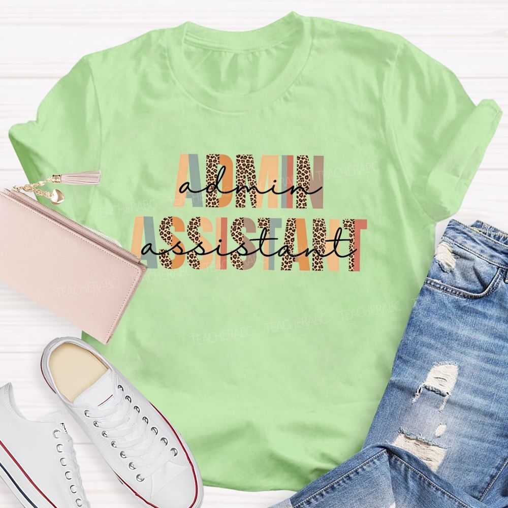 Leopard Neutral Boho Admin Assistant T-shirt