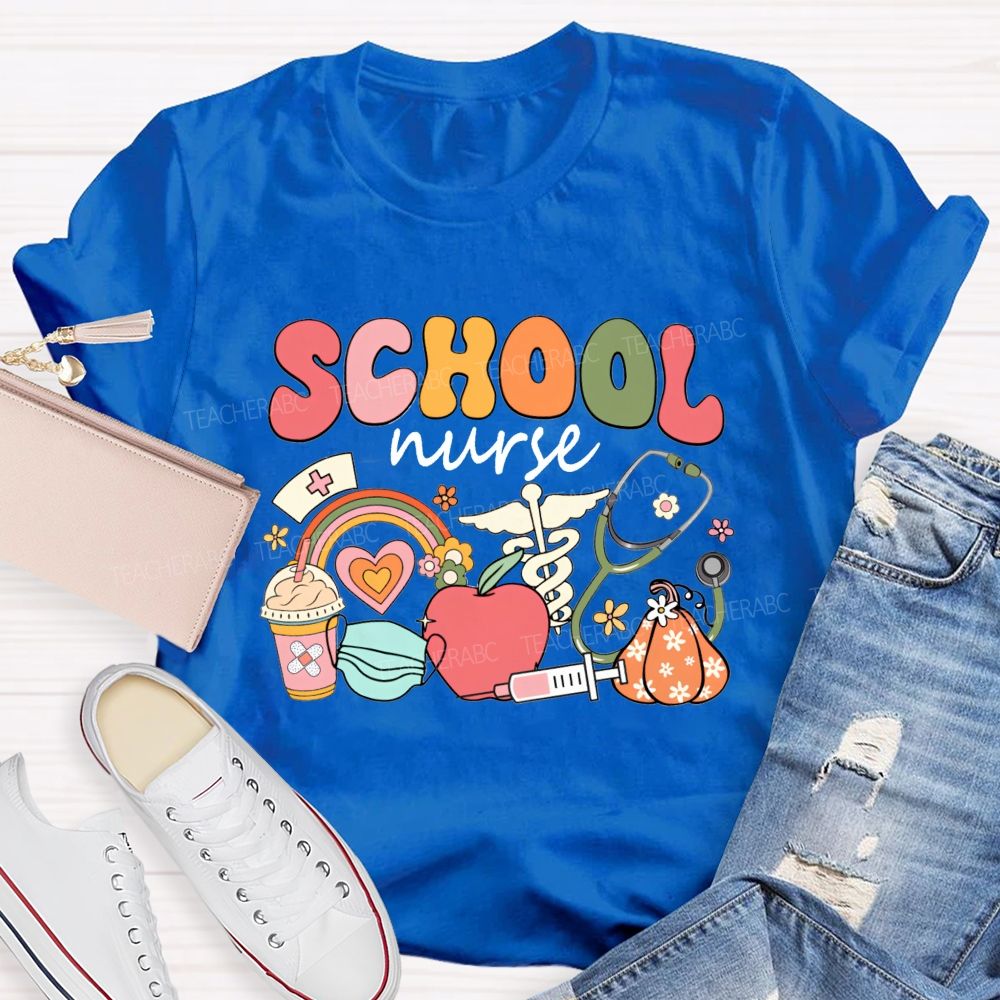 School Nurse Fall Season Teacher T-shirt