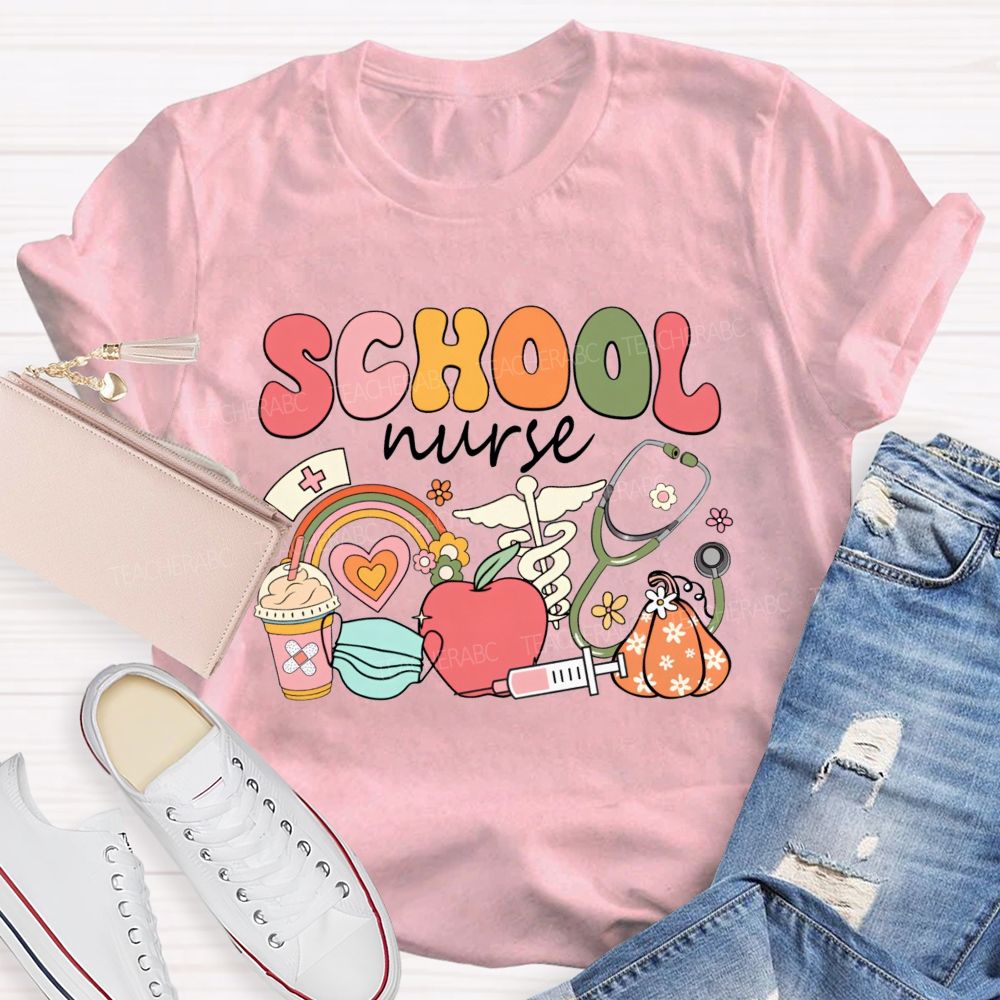 School Nurse Fall Season Teacher T-shirt