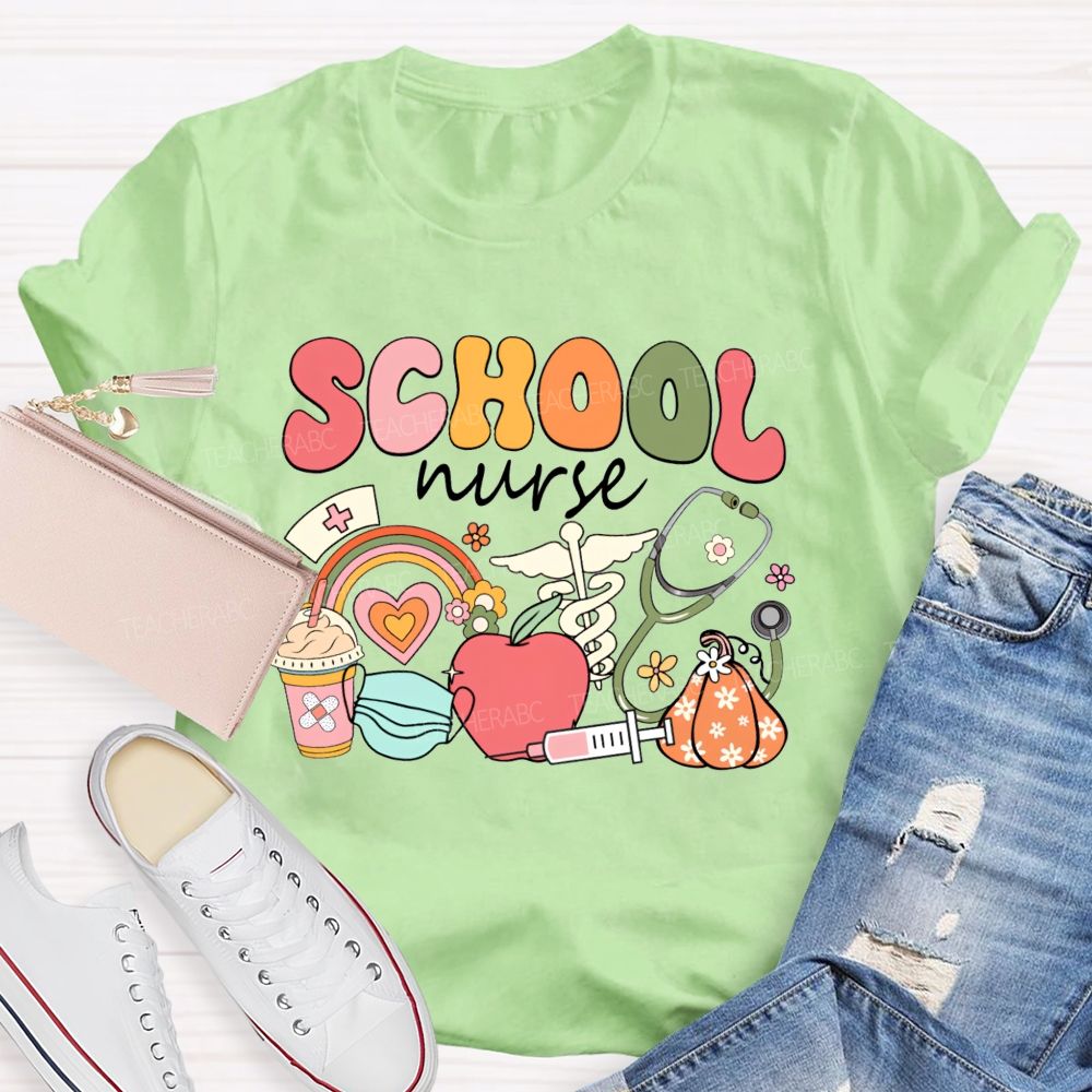 School Nurse Fall Season Teacher T-shirt