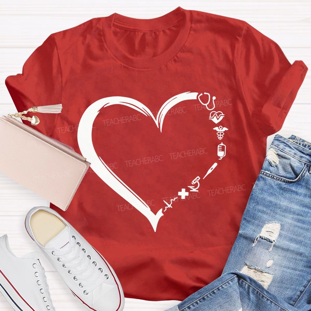 School Nurse Medical Heart Healthcare Worker T-shirt