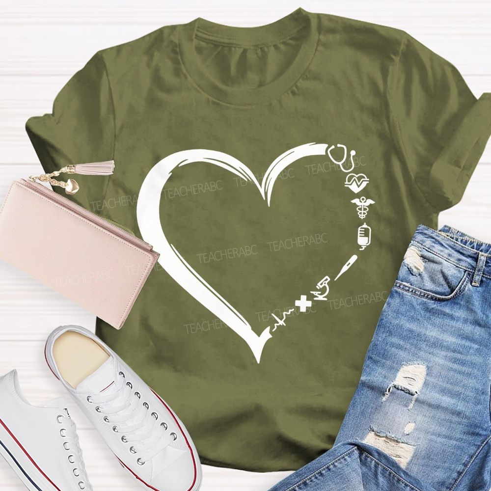 School Nurse Medical Heart Healthcare Worker T-shirt