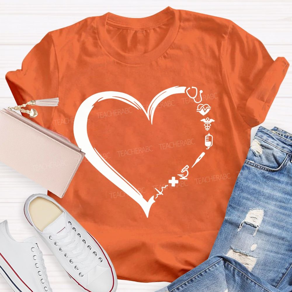 School Nurse Medical Heart Healthcare Worker T-shirt