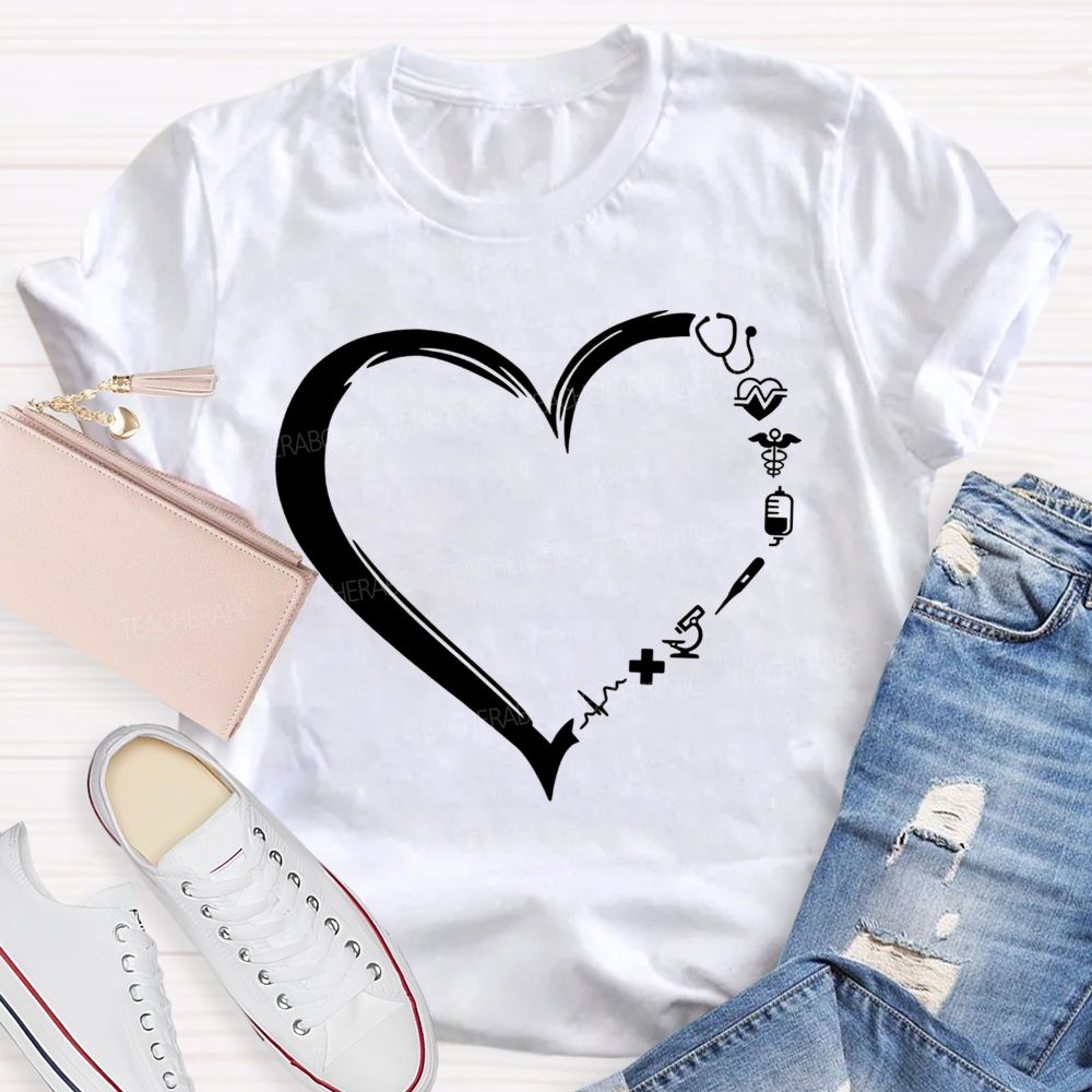 School Nurse Medical Heart Healthcare Worker T-shirt