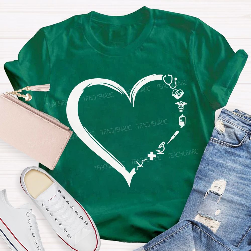 School Nurse Medical Heart Healthcare Worker T-shirt
