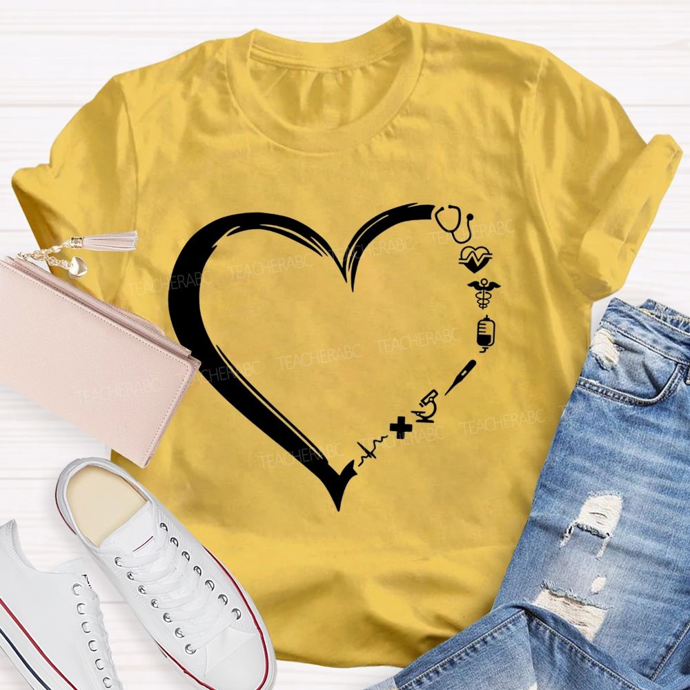 School Nurse Medical Heart Healthcare Worker T-shirt