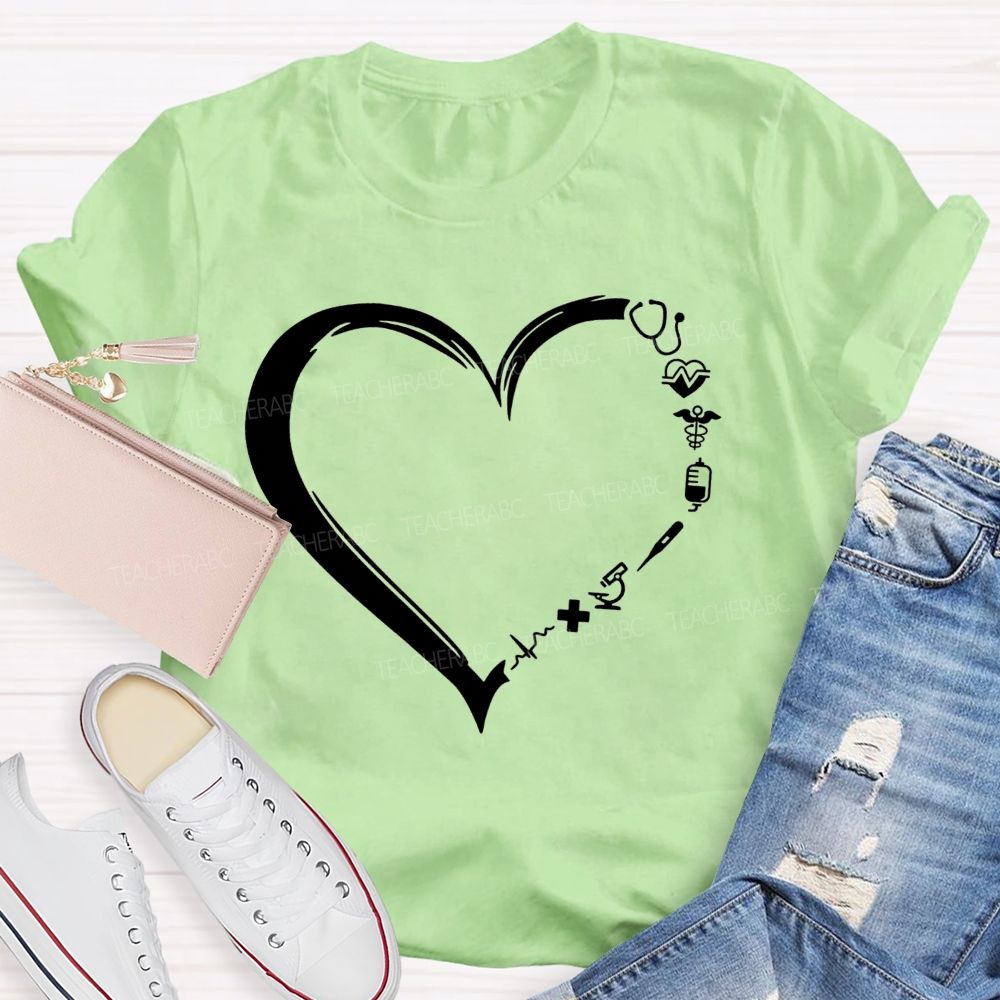 School Nurse Medical Heart Healthcare Worker T-shirt