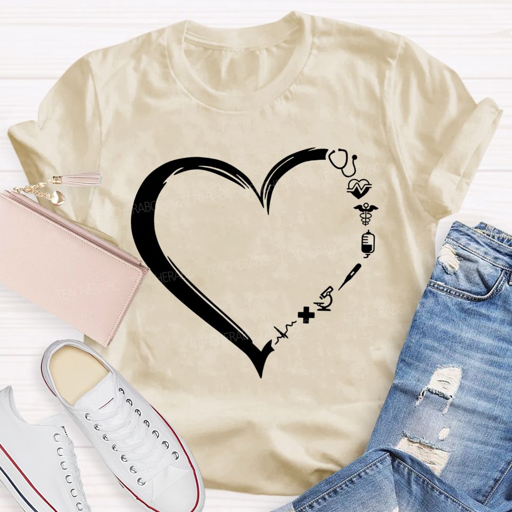 School Nurse Medical Heart Healthcare Worker T-shirt