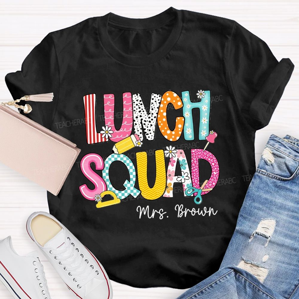 Personalized Name Lunch Squad Matching Team Cafeteria T-shirt