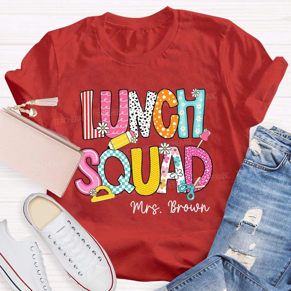 Personalized Name Lunch Squad Matching Team Cafeteria T-shirt