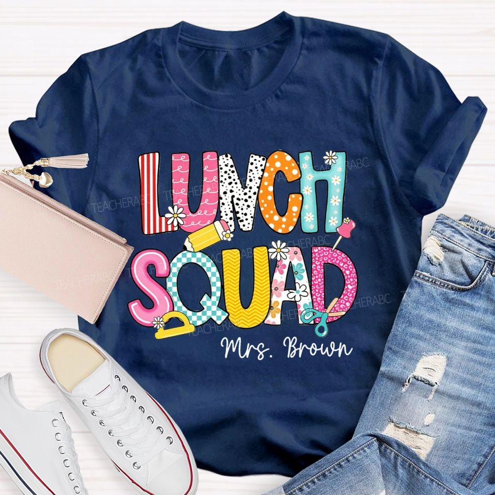 Personalized Name Lunch Squad Matching Team Cafeteria T-shirt