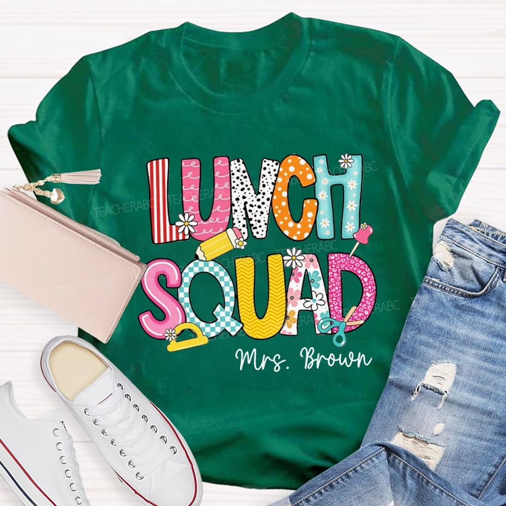 Personalized Name Lunch Squad Matching Team Cafeteria T-shirt