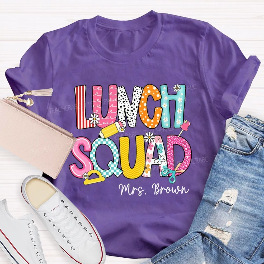Personalized Name Lunch Squad Matching Team Cafeteria T-shirt