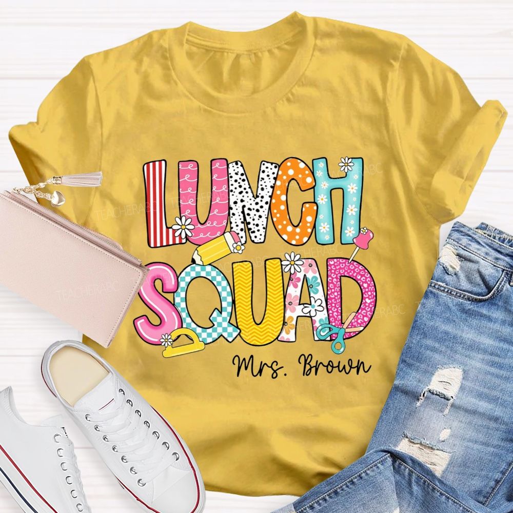Personalized Name Lunch Squad Matching Team Cafeteria T-shirt