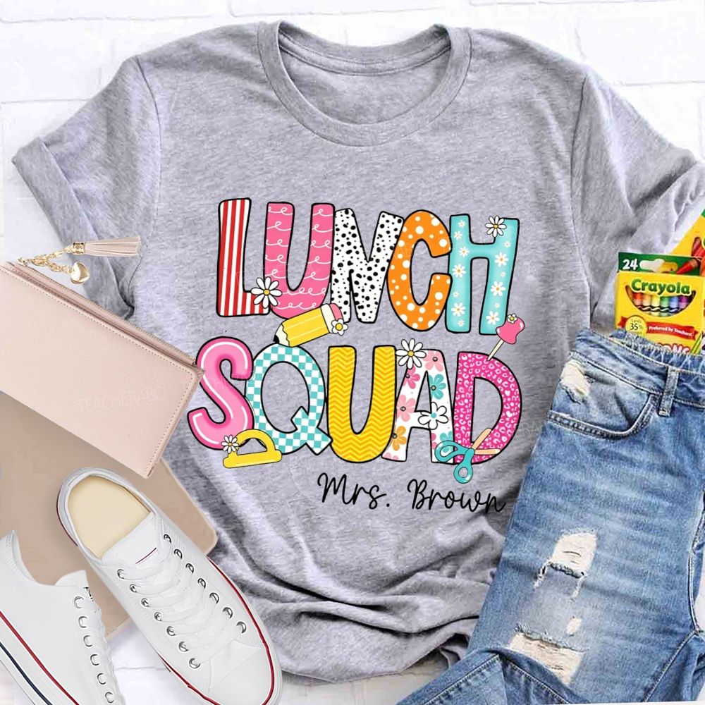 Personalized Name Lunch Squad Matching Team Cafeteria T-shirt
