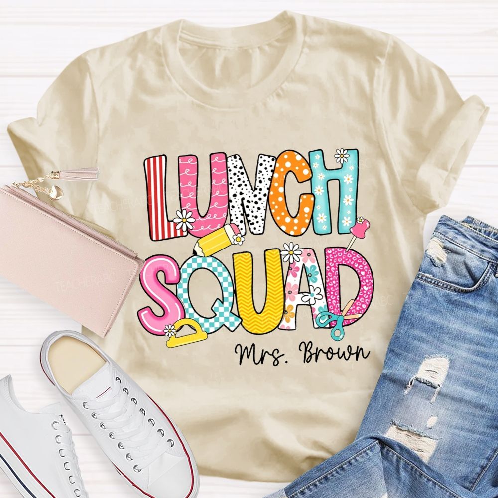 Personalized Name Lunch Squad Matching Team Cafeteria T-shirt