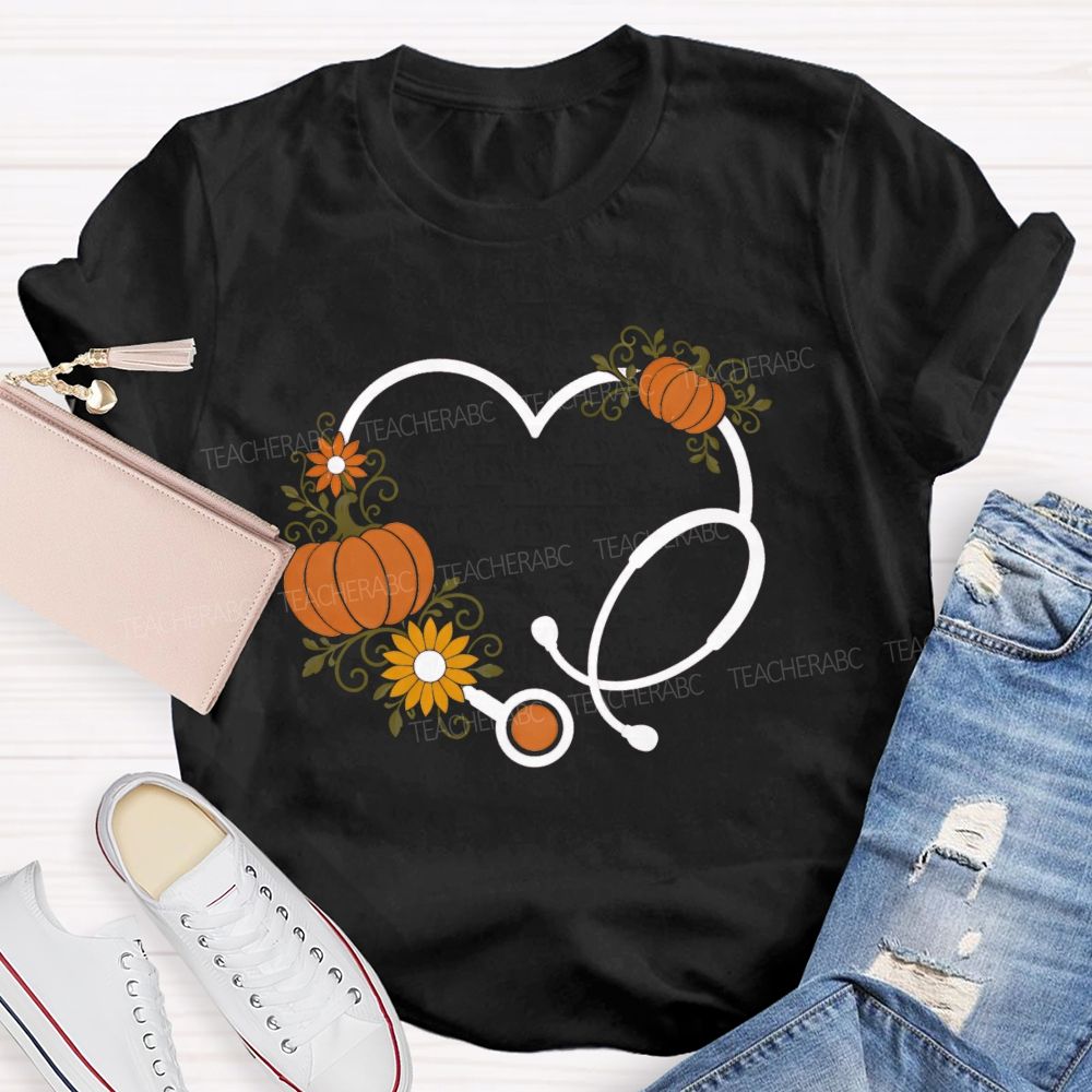 School Nurse Pumpkin Teacher T-Shirt
