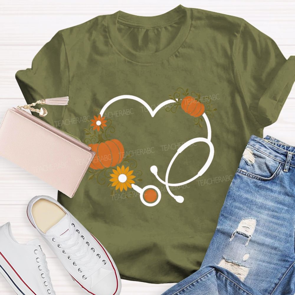 School Nurse Pumpkin Teacher T-Shirt
