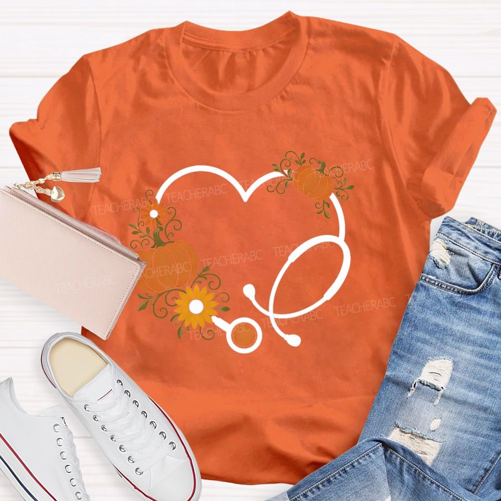 School Nurse Pumpkin Teacher T-Shirt