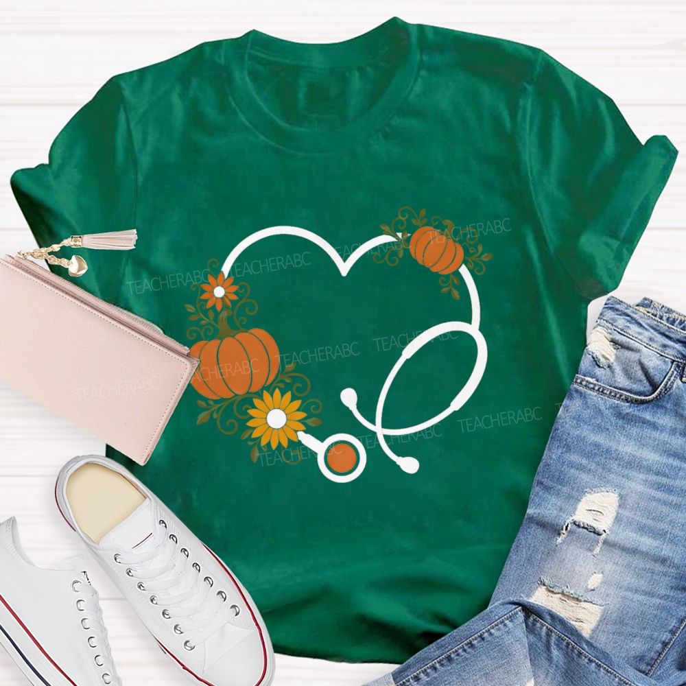 School Nurse Pumpkin Teacher T-Shirt