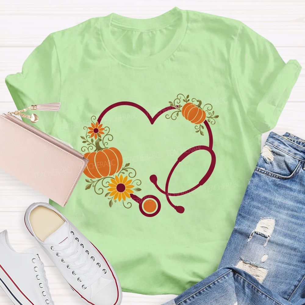 School Nurse Pumpkin Teacher T-Shirt