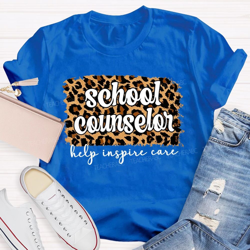 School Counselor Help Inspire Care Leopard Print T-shirt