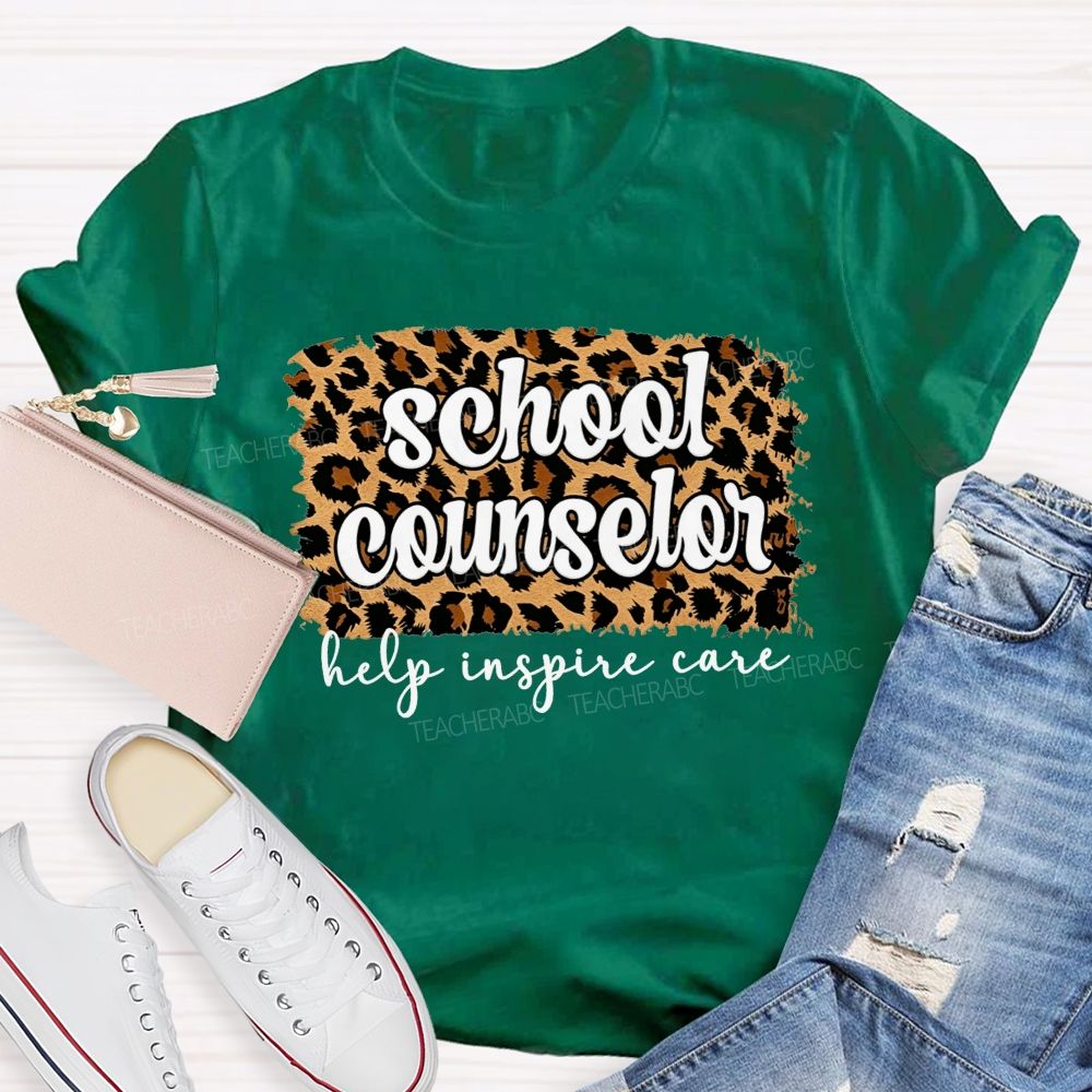 School Counselor Help Inspire Care Leopard Print T-shirt
