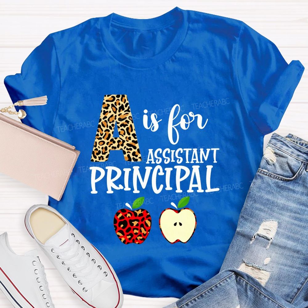A Is For Assistant Principal Leopard Print Apple T-shirt