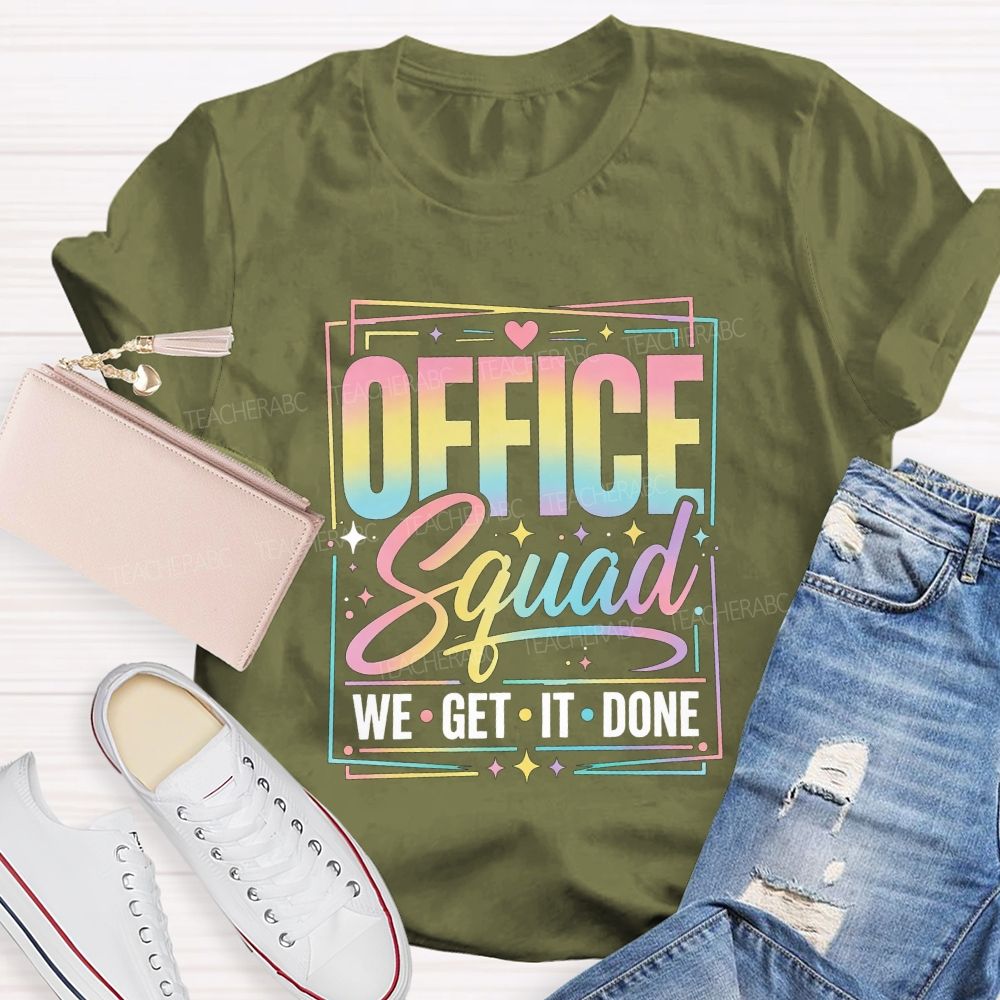 Office Squad We Get It Done Rainbow Pastel T-shirt