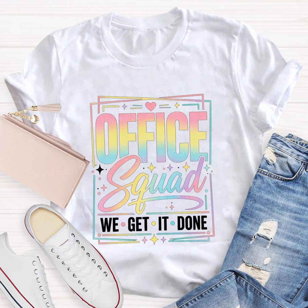 Office Squad We Get It Done Rainbow Pastel T-shirt
