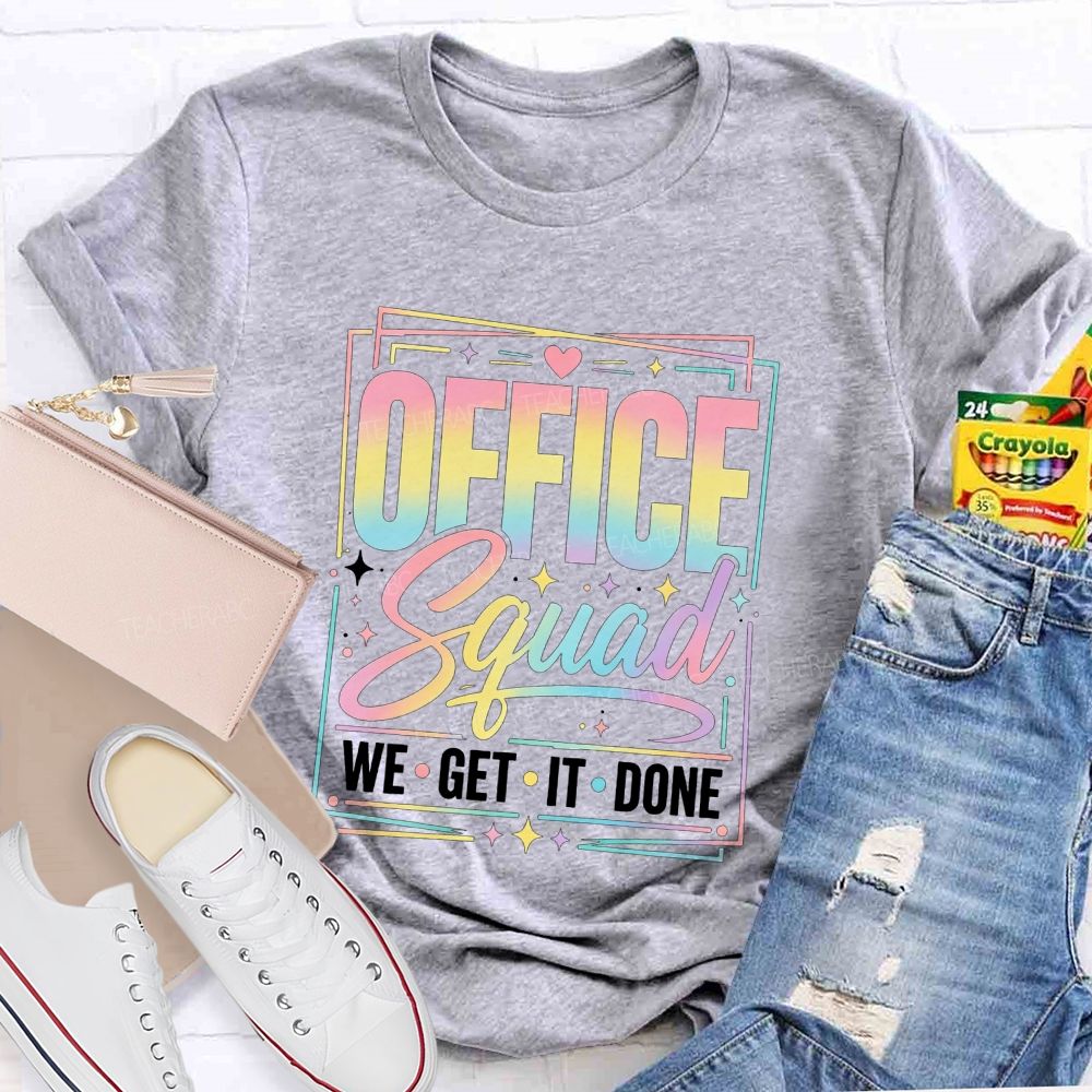 Office Squad We Get It Done Rainbow Pastel T-shirt