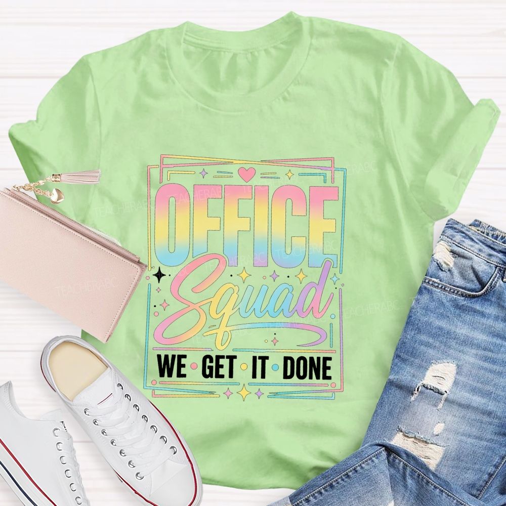Office Squad We Get It Done Rainbow Pastel T-shirt