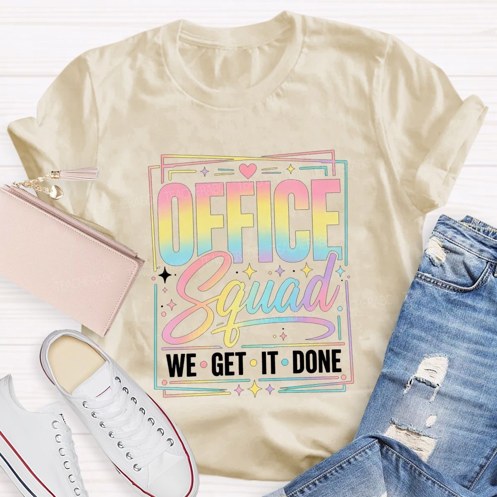 Office Squad We Get It Done Rainbow Pastel T-shirt