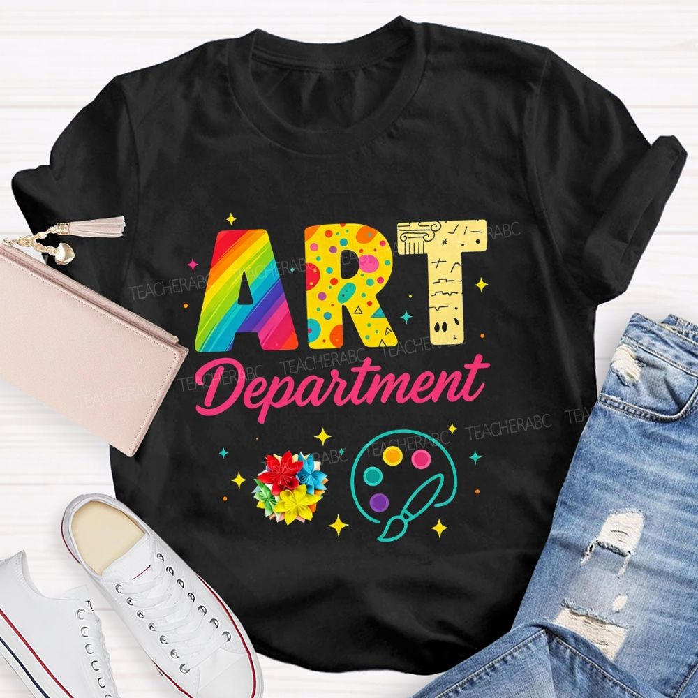 Art Department Rainbow Letter Paint Palette Art Teacher T-shirt