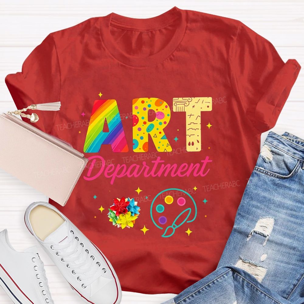 Art Department Rainbow Letter Paint Palette Art Teacher T-shirt
