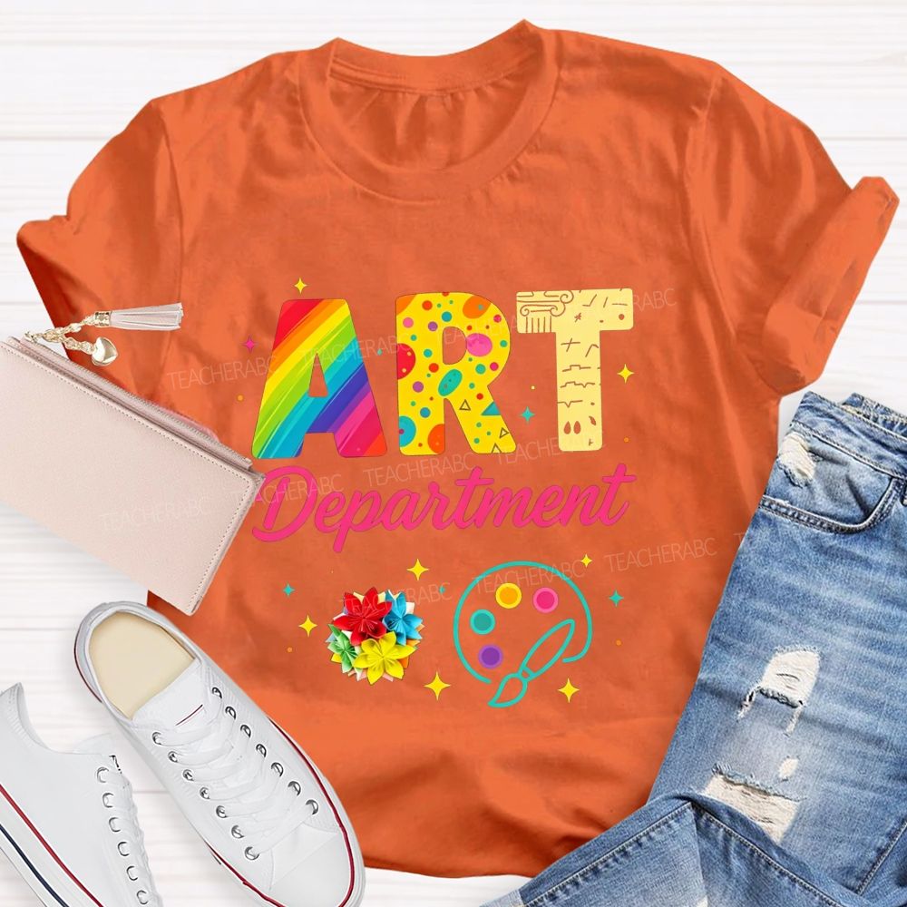 Art Department Rainbow Letter Paint Palette Art Teacher T-shirt