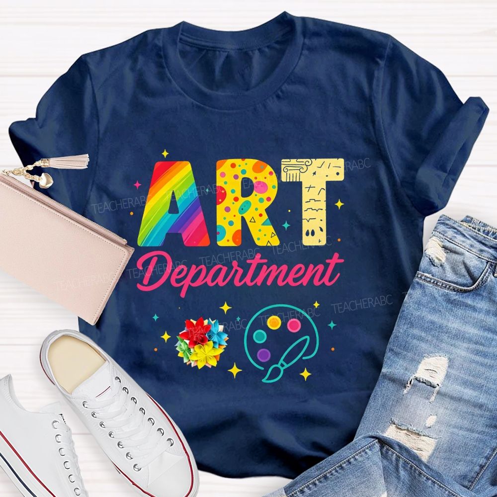 Art Department Rainbow Letter Paint Palette Art Teacher T-shirt