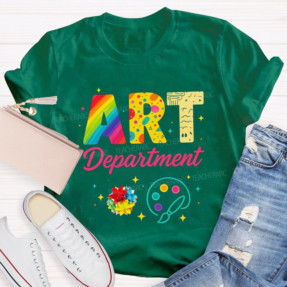 Art Department Rainbow Letter Paint Palette Art Teacher T-shirt