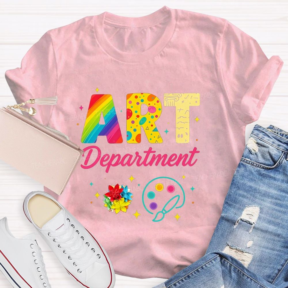 Art Department Rainbow Letter Paint Palette Art Teacher T-shirt