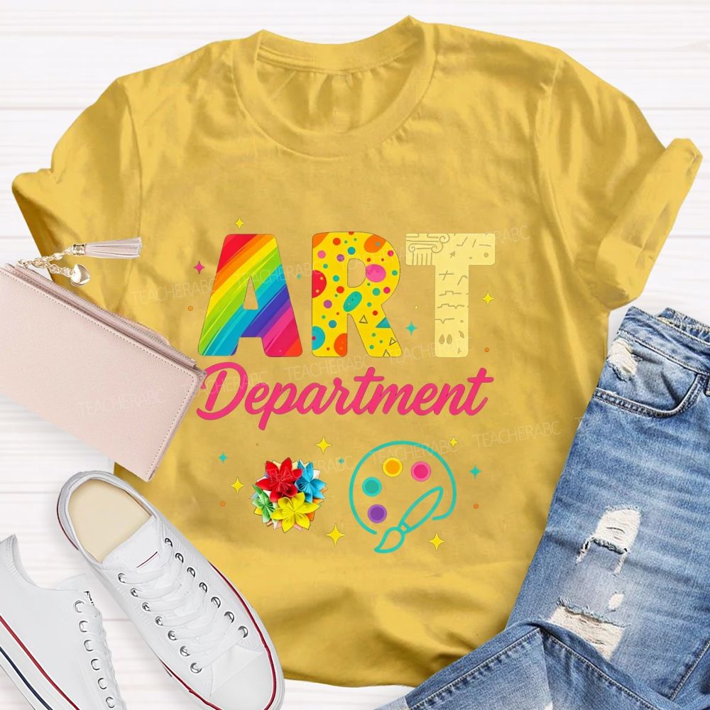 Art Department Rainbow Letter Paint Palette Art Teacher T-shirt