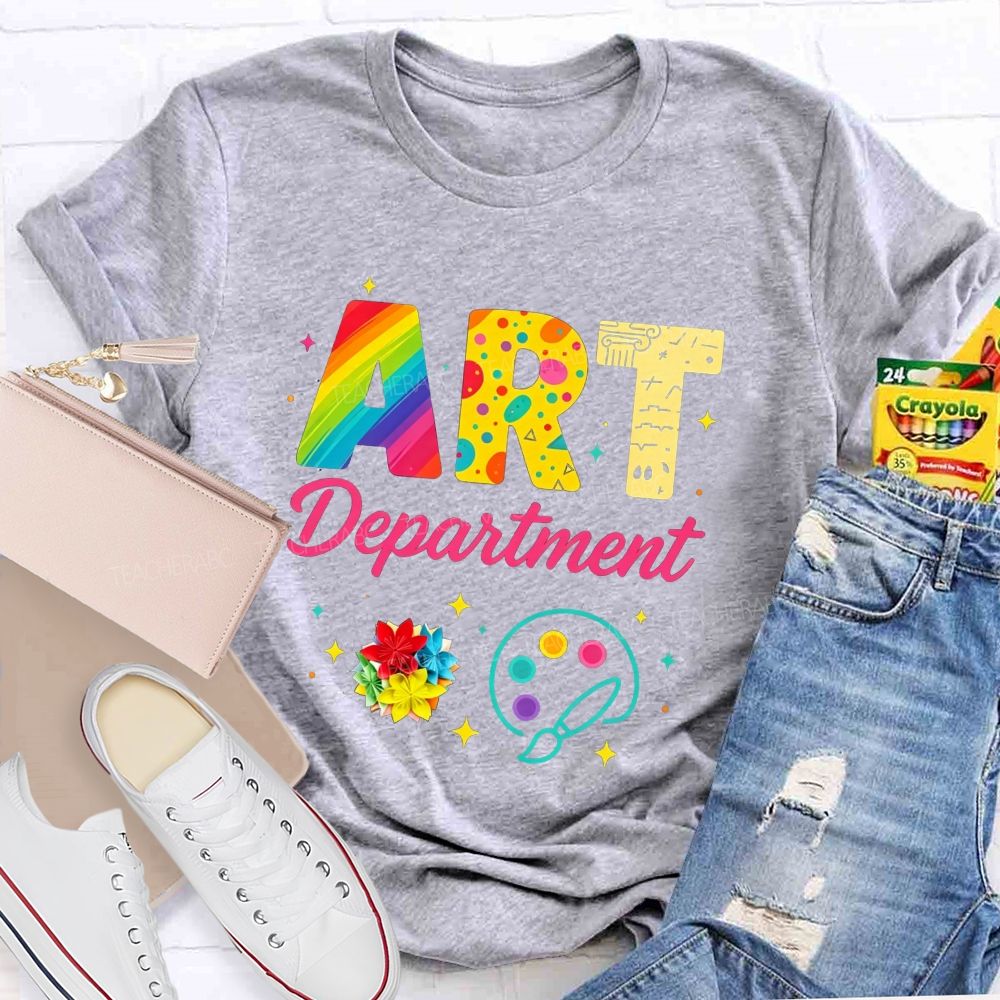 Art Department Rainbow Letter Paint Palette Art Teacher T-shirt