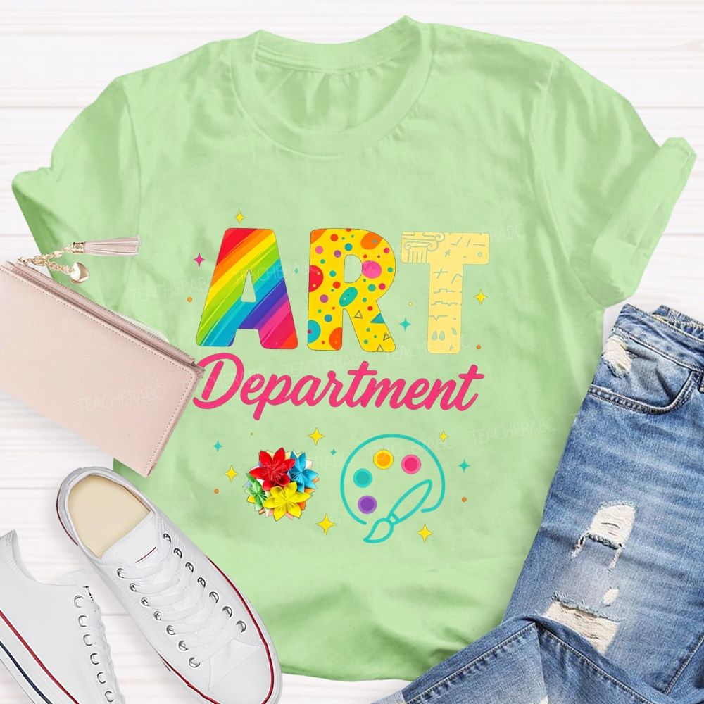 Art Department Rainbow Letter Paint Palette Art Teacher T-shirt