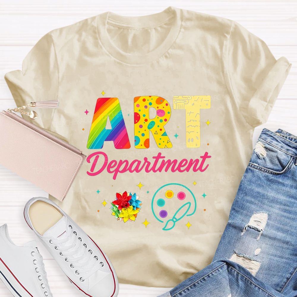 Art Department Rainbow Letter Paint Palette Art Teacher T-shirt
