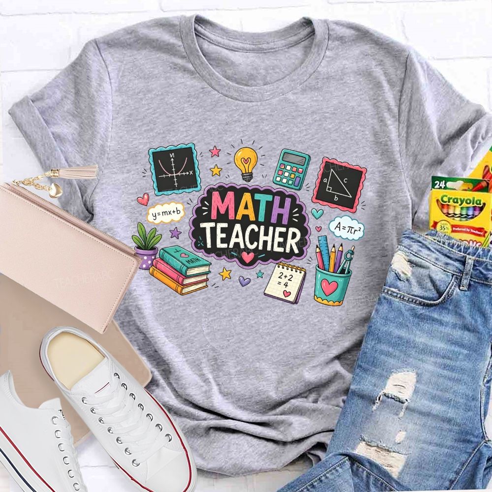 Math Teacher Cute Math Formula Light Bulb Calculator School Supplies T-shirt
