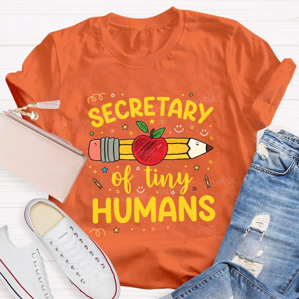 Secretary Of Tiny Humans Pencil Apple T-shirt