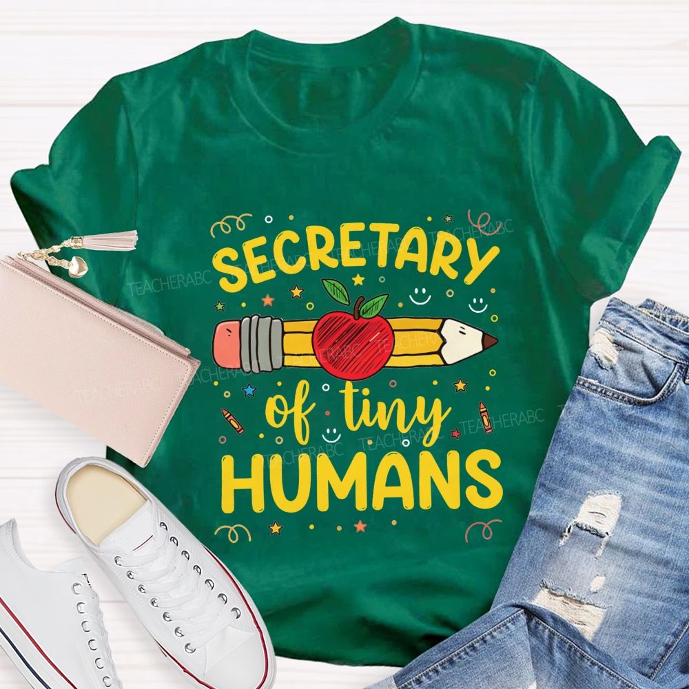 Secretary Of Tiny Humans Pencil Apple T-shirt